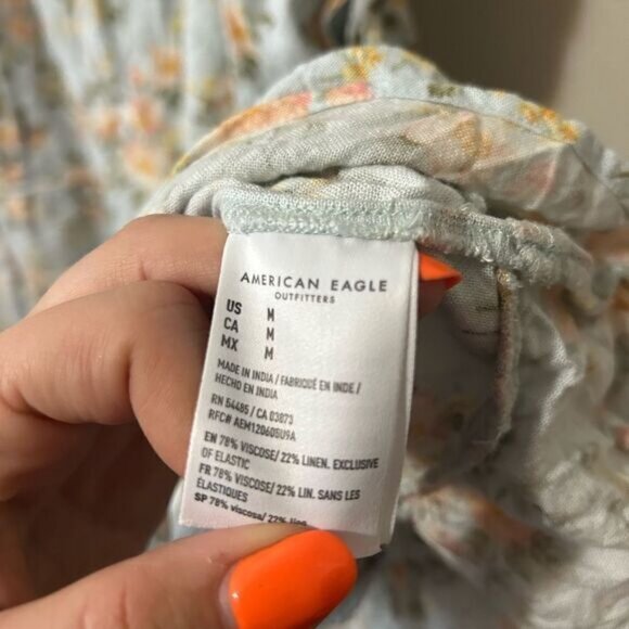 American eagle floral mini frilly puff sleeve dress M - Picture 9 of 9